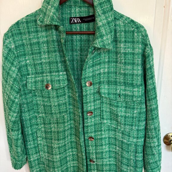 Zara Green Tweed Overshirt / Jacket - Size XS (Like New) - Picture 1 of 4